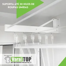 Varal Individual De Parede 180cm Com 12 Varetas Em Aluminio Cor Branco Foto mini 3