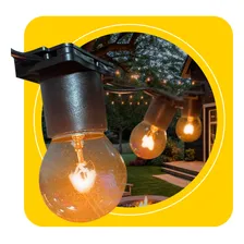 Varal Luzes C/lâmpadas 20m + Extensão 10m Personalizado Cor Verde / Lâmpada 15w Transparente 220v/extensão 5m Foto mini 1