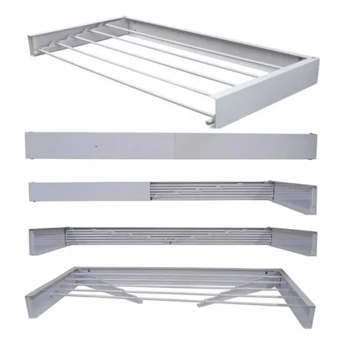 Varal Magico 7 Varetas 120cm Aluminio - Dobravel Branco Foto 1