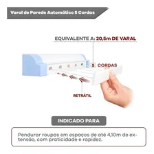 Varal Parede Automático Rotoflex Apartamento Ou Casa Branco Foto mini  3