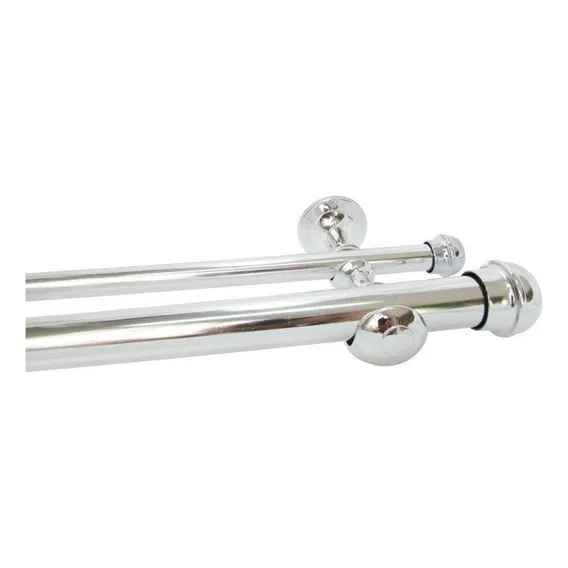 Varão Duplo Prata/cromado 2m De 28mm E 19mm P/ Cortina Cor Cromado Foto 1