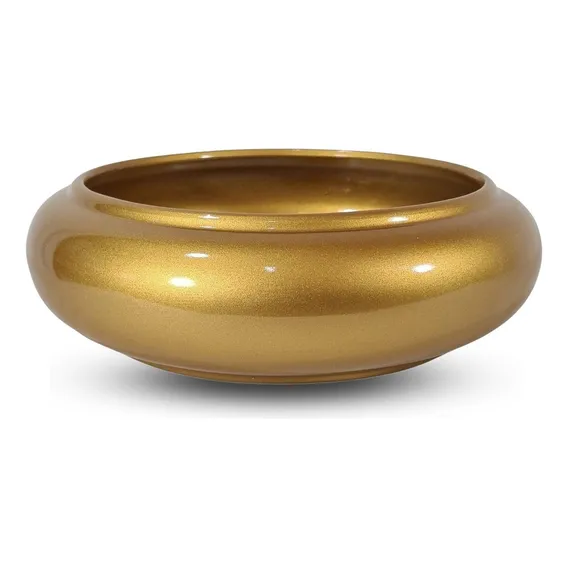 Vaso 25x8cm Para Bonsai Suculentas Cactos Rosa Do Deserto Cor Dourado Foto 1