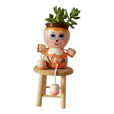 Vaso Boneca Menina Porta Suculentas E Flores Em Geral Foto mini 4