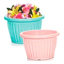 Vaso Canelado 1200ml P/ Flores Colorido Kit 6 Peças Foto  mini 1