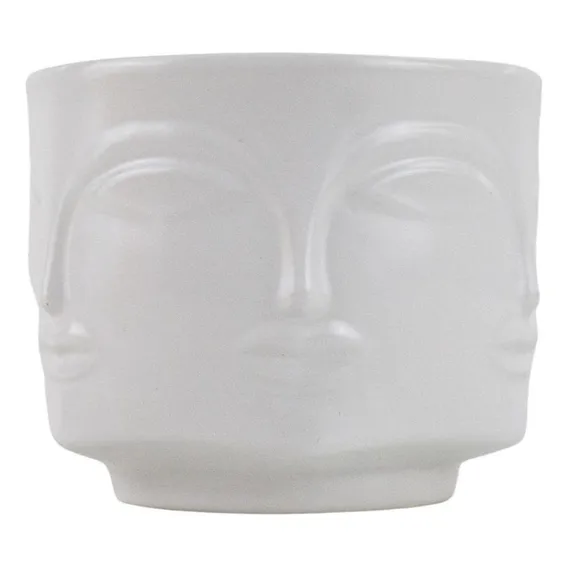 Vaso Cerâmica Branco Rosto Foto 1