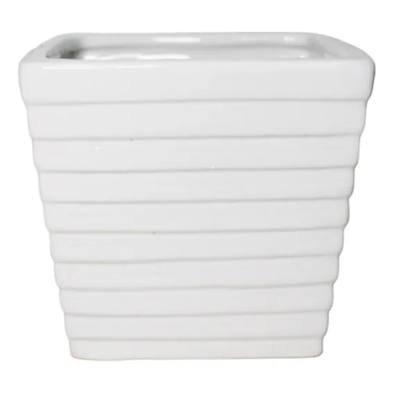 Vaso Cerâmica 9x10cm Branco P Arranjo Pendente Verdinho Flor Foto 1