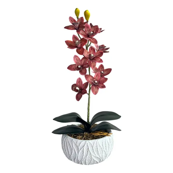 Vaso Com Flor Artificial OrquÃdea Grande Texturizada Premium Foto 1