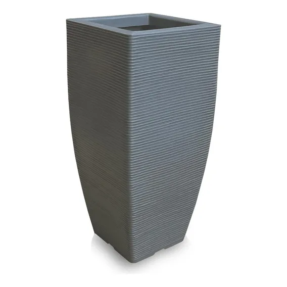 Vaso D Planta Decorativo Alto Polietileno 90x40 Cinza Escuro Foto 1