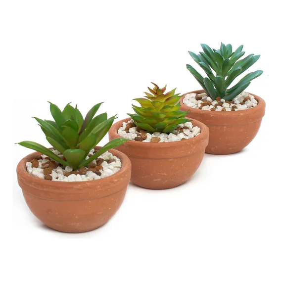 Vaso De Planta Artificial Decorativa Suculentas Kit C/3 Unid Foto 1