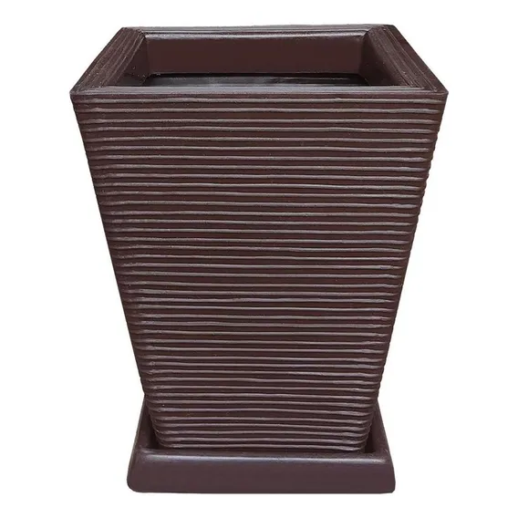 Vaso De Planta Decorativo Polietileno 45x35 + Prato Café Foto 1