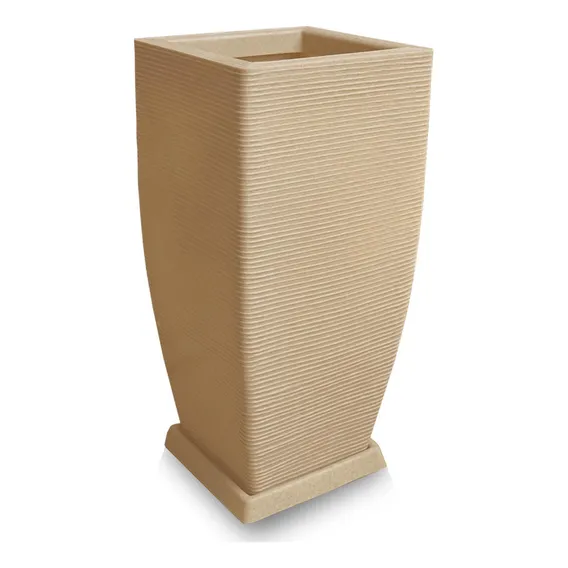 Vaso De Planta + Prato Decorativo Polietileno 90x40 Cm Areia Foto 1