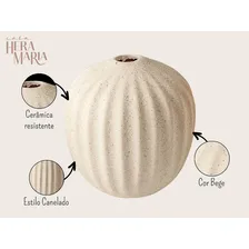 Vaso Decoração Centro Mesa Jantar Enfeite Sala Estante Rack Cor Vaso Canelado Bege Foto mini 3