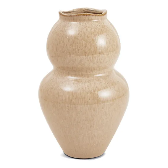Vaso Em Ceramica Bege Torneado 24cm Mart Foto 1