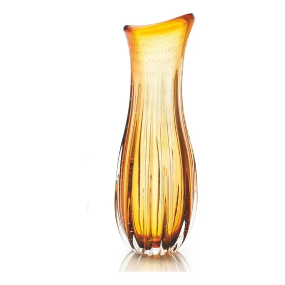 Vaso Em Cristal Murano Âmbar E Lilás São Marcos Foto 1