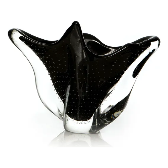 Vaso Em Cristal Murano Preto São Marcos Foto 1