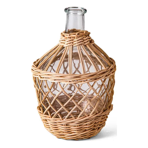 Vaso Em Vidro Com Fibra Natural Mart Decorativo Foto 1