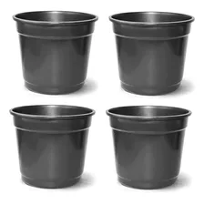 Vaso Plástico Grande Plantas Ornamentais 8 Litros Preto 4uni Foto mini 1