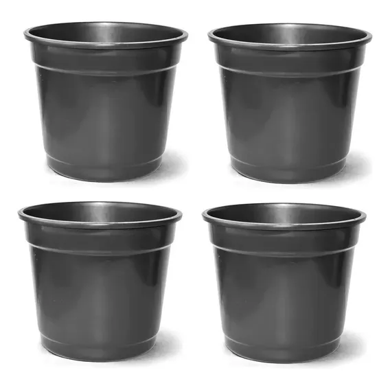 Vaso Plástico Grande Plantas Ornamentais 8 Litros Preto 4uni Foto 1