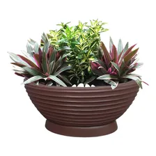 Vaso Redondo Flores Em Resina De Polietileno 40x14cm Foto mini  2