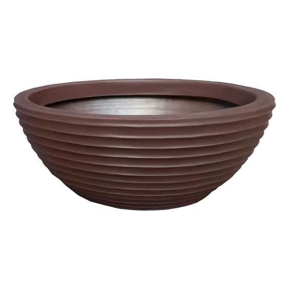 Vaso Redondo Flores Em Resina De Polietileno 40x14cm Foto 1