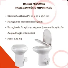 Vaso Sanitário Fixo Perfil Alto com pedal Banheiro Motorhome Trailer Cor Branco CHH Foto mini 4