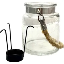 Vaso Tubo Vidro Grosso Corda Suporte Vela 10x12cm Decoração Foto mini  2
