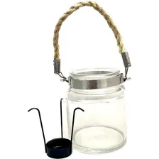 Vaso Tubo Vidro Grosso Corda Suporte Vela 10x12cm Decoração Foto mini  3