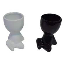 Vasos Decorativo Para Suculenta Boneco Robert Preto / Branco Foto mini 2