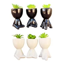 Vasos Decorativo Para Suculenta Boneco Robert Preto / Branco Foto mini 1