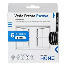 Veda Fresta Escova Preto Fita Adesiva Vedação Portas Janelas Foto mini 3