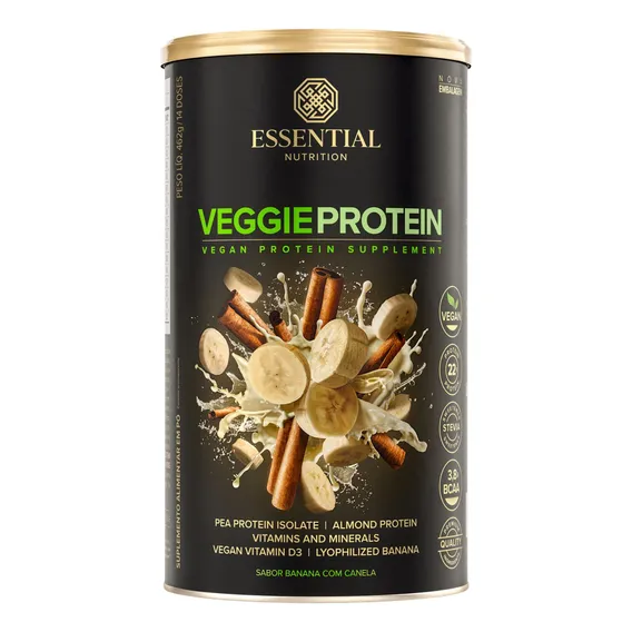 Veggie Protein Essential Nutrition - Banana - (462g) Sabor Banana Com Canela Foto 1
