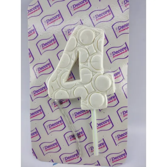 Vela Biscuit 4 Anos Cor Branco Foto 1