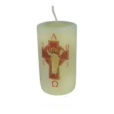 Vela Da Família - Mini Círio Pascal Em Resina Cor Branco Foto mini 1