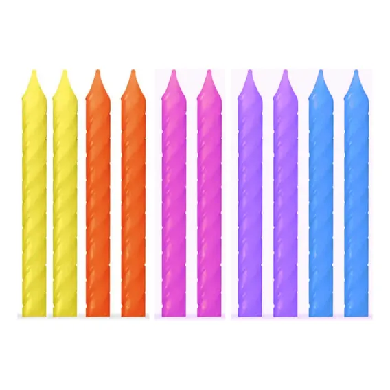 Vela De Aniversário Para Bolo Espiral Colorida 8cm 10 Unid Foto 1