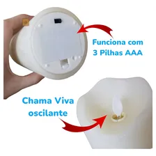 Vela Led Pilha Grande Parafina Chama Viva Oscilante 15cm Foto mini 4