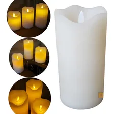 Vela Led Pilha Grande Parafina Chama Viva Oscilante 15cm Foto mini 1