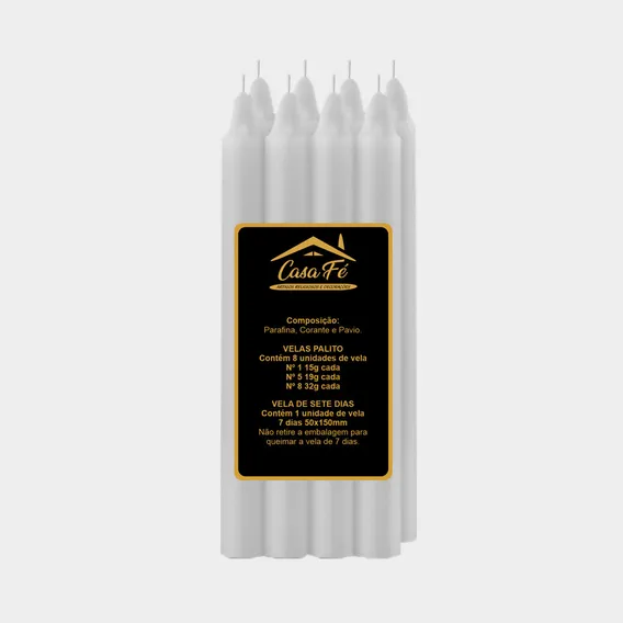 Vela Palito N1 120g Diversas Cores - Casa Fé Cor Branca Foto 1