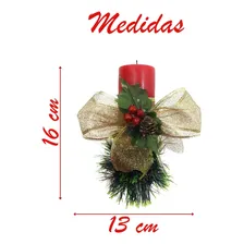 Vela Vermelha Natalina Decorativa Para Natal Com Laço Dourad Foto mini  2