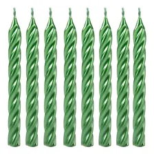 Velas De Bolo Aniversário Espiral Verde 8 Unidades Full Foto  mini 1