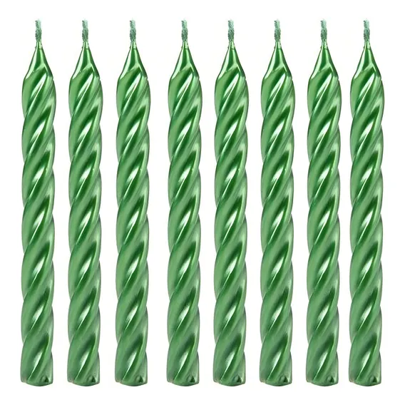 Velas De Bolo Aniversário Espiral Verde 8 Unidades Full Foto 1