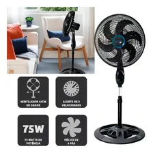 Ventilador 6 Hélices Coluna Pedestal Silencioso Dormir Preto Foto mini 3