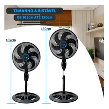 Ventilador 6 Hélices Coluna Pedestal Silencioso Dormir Preto Foto mini 2