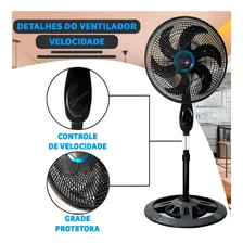 Ventilador 6 Hélices Coluna Pedestal Silencioso Dormir Preto Foto mini 1