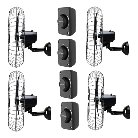 Ventilador Parede 60cm ( Combo 4 Un ) Preto 127v Ventisol 220v Foto 1