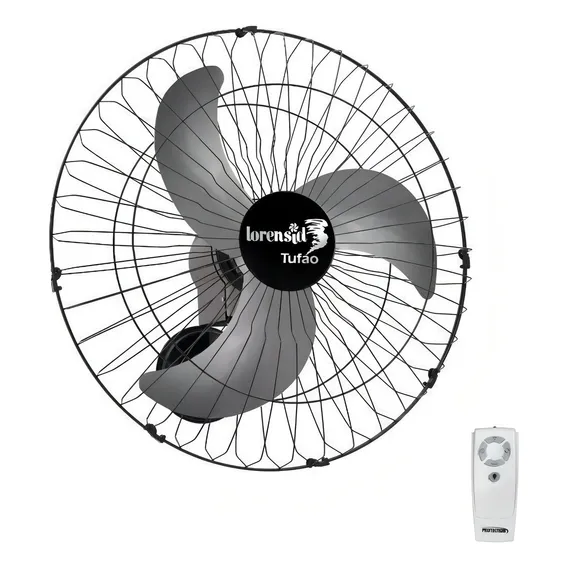 Ventilador Parede Tufão 60cm Loren Sid Biv + Controle Remoto Estrutura Preto Pás Cinza Diâmetro 60 Cm Material Das Pás Plástico Quantidade De Pás 3 110v/220v Foto 1