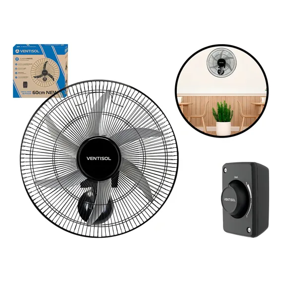 Ventilador Parede Ventisol Steel 50cm Preto 6 Pás Foto 1