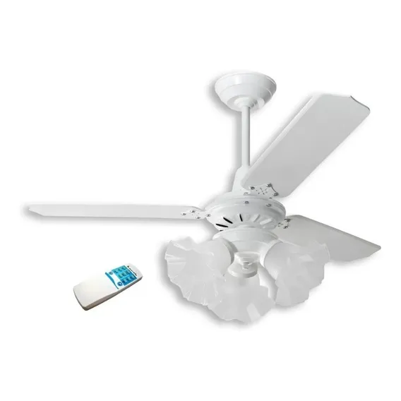 Ventilador Teto 3 Tulipas Branco Lorensid Controle Remoto 127v Foto 1