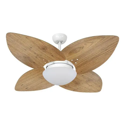 Ventilador Teto Branco Vidro Fechado 4 Pás Big Flower Freijo Foto 1