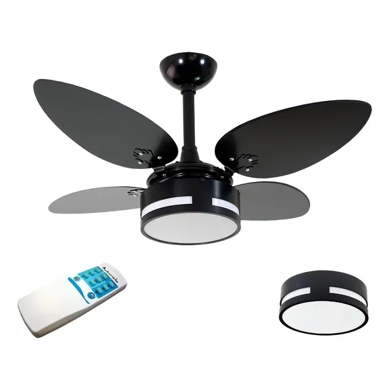 Ventilador Teto Preto Prime 4 Pás Controle Remoto Autentic 127v Foto 1