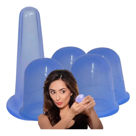 Ventosa De Silicone Massagem 4 Corporal 1 Facial Cup Charme Foto 1